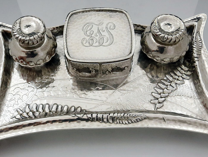 Tiffany silver inkwell antique